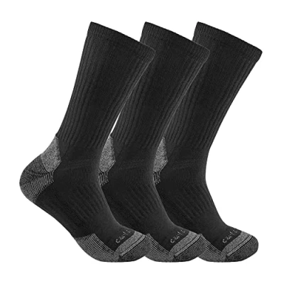 Imagen de Carhartt Midweight Cotton Blend Sock 3 Pack Calcetines, Negro, Medium para Hombre