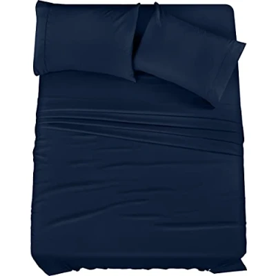 Imagen de Utopia Bedding Juego de sábanas 3 Piezas, Microfibra cepillada, Resistente al Encogimiento y a la decoloración, fácil Cuidado (Individual, Azul Mezclilla)