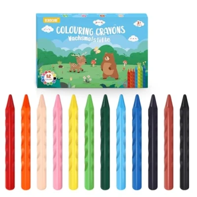Imagen de ECHOCUBE 12 Crayones para Colorear Niños, Lavables la Escuela, Pintura y Manualidades, de Cera No Tóxicos Niños Pequeños, Set Llenar Bolsas Fiesta