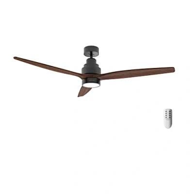 Imagen de Cecotec Ventilador de Techo con Luz EnergySilence Aero 5300 Black&amp;Wood Design. 30W, Diámetro 52 3 Aspas, Motor DC, LED, Mando a distancia, Temporizador y Modo Winter Summer