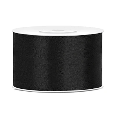 Imagen de Cinta de satén poliéster con lazo y embalaje regalo 6/12/25/38/50/100 mm x 25 m (Tamaño 38mm 25m Color Negro)