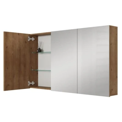 Imagen de Planetmöbel ARIA armario con espejo para baño de 120 cm ancho, colgante espejo, roble dorado, sin lámpara ni enchufe, invitados, x 70 16