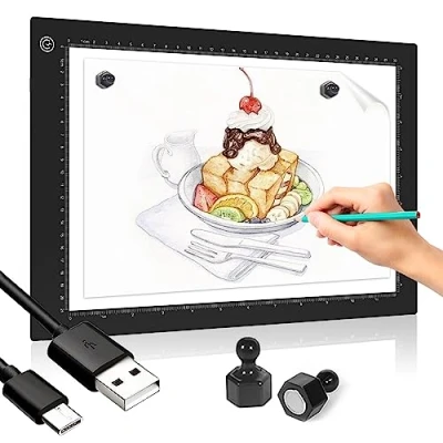 Imagen de Mesa de luz LED A4,almohadilla Dibujo panel ultrafino,caja interfaz tipo C,brillo ajustable para pintura diamantes,artistas,bocetos,animación,visualización rayos X