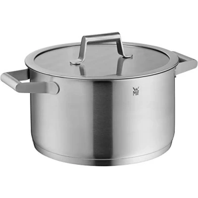 Imagen de WMF Comfort Line cacerola alta de 24 cm, tapa vidrio, inducción 5,7 l, acero inoxidable mate Cromargan, escala interior, apilable, sin recubrimiento