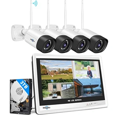 Imagen de 【5MP+3TB】Hiseeu 5MP Kit Camaras de Vigilancia WiFi,Sistema Cámara Seguridad Inalámbrica con 12&#039;&#039; Monitor LCD,4X5MP IP,Detección Movimiento,Vision Nocturna,Audio Bidireccional