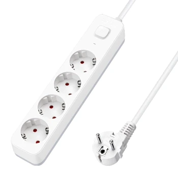 Imagen de Aigostar Regleta Enchufes, Alargador Enchufe de 4 Enchufes con Interruptor, Cable 3 Metros, Blanco