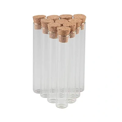 Imagen de Jarvials Tubo de Ensayo Frascos Vidrio 5ml con Tapón Corcho Botella Transparente Vacío 100pcs,12x75x10mm