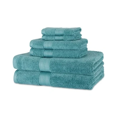 Imagen de Amazon Basics Juego de Toallas 2 baño, Mano y faciales Resistentes a la decoloración, Paquete 6, Verde Azulado