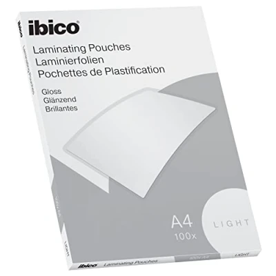 Imagen de Ibico 627308 Láminas para Plastificar Basics Light, Carteras o Bolsas, Tamaño A4, Ligeras, Caja de 100, Acabado Brillante, Transparentes, Plastificación Diaria, Compatible con Todas las Marcas