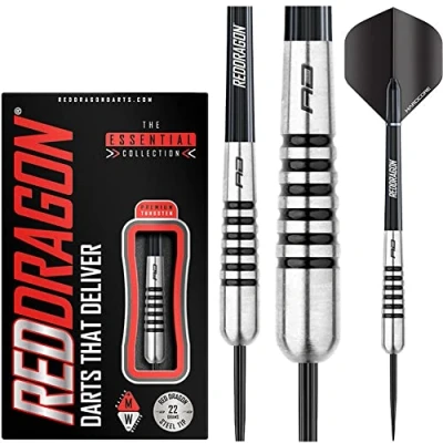Imagen de RED DRAGON Torpedo: 22g Flightmaster 80% Dardos de Tungsteno Punta Acero con Plumas y Eje