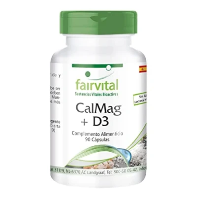 Imagen de Fairvital Calcio &amp; Magnesio + Vitamina D3 Complejo de y con Cal Mag 90 Cápsulas Calidad Alemana