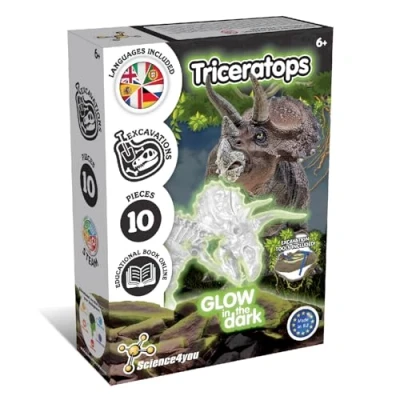 Imagen de Science4you Triceratops Excavaciones Fósiles Excava y Encuentra Fosiles Dinosaurios Que Brillan en la Oscuridad + Juguetes de para Niños, Juegos, Regalos Niños Niñas 6 7 8+ Años