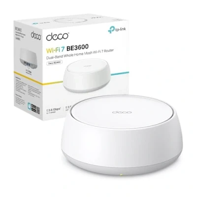 Imagen de TP Link Deco BE3600 (1 Pack) WiFi 7 Mesh tribanda hasta 6.6 Gbps, 2 x Puerto 1G, Ideal para casa Grande, Streaming 8K, Juegos y Red Estable con AI