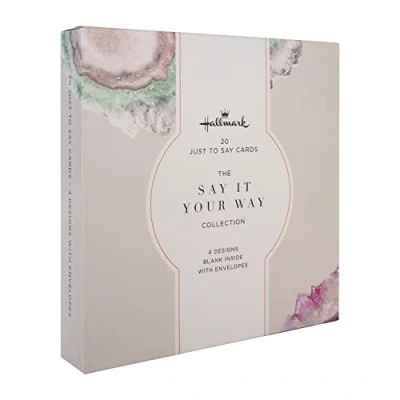 Imagen de Hallmark Tarjetas Just To Say, paquete múltiple de 20 en 4 diseños geodas
