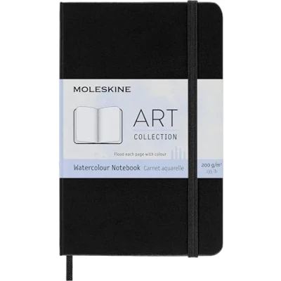Imagen de Moleskine 9 x 14 cm Pocket Size Watercolour Notebook Notebook, Paper Suitable for Pencils and Paints Hard Cover Elastic Closure, Colour Black, 60 Pages
