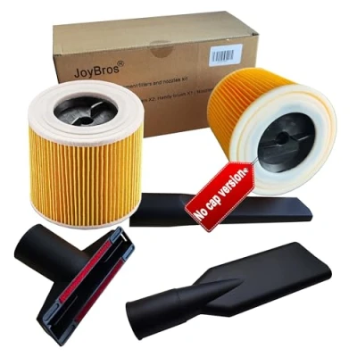 Imagen de JoyBros 2X Filtros de Cartucho para Karcher wd3 Premium wd3p wd3s wd2 Plus Filtro Versión Sin Tapa 6.414 552.0 3X Boquillas Kärcher Acessorios