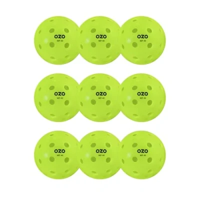 Imagen de OZO Pickleball Set de 9 Bolas para Exteriores, 40 Agujeros, Moldeo por Rotación
