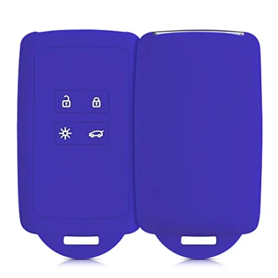 Imagen de kwmobile Funda de Silicona Compatible con Renault Llave Coche Smart Key 4 Botones (Solo Keyless Go) Carcasa Protectora para Llavero Case Mando Auto Azul báltico