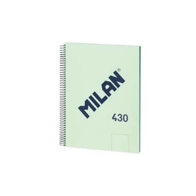 Imagen de MILAN® Cuaderno A4 con espiral y tapa dura, 80 hojas blancas de 95 gr/m², colección 430 since 1918, verde