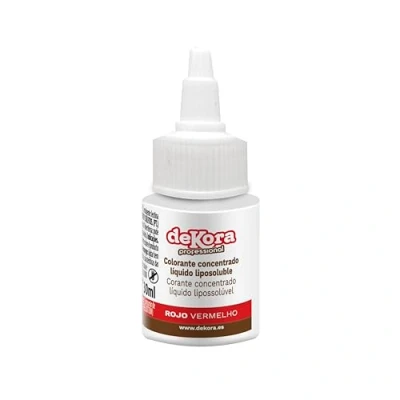 Imagen de dekora Colorante Alimentario Líquido Liposoluble Super Color Agrega a tus Recetas Fácilmente Azo Free, Sin Gluten y Azúcar Añadido Rojo 30 ml