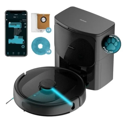 Imagen de Cecotec Robot Aspirador y Friegasuelos con Base Autovaciado Conga 9590 Spin Revolution Ultra Power Home. 10000Pa, Navegación Láser, 240mins Autonomía, Mopas, Cepillo de Silicona Mascotas, App