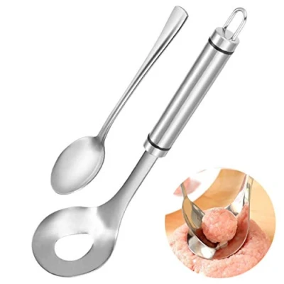 Imagen de Cuchara para albóndigas, acero inoxidable, hacer antiadherente, con mango largo