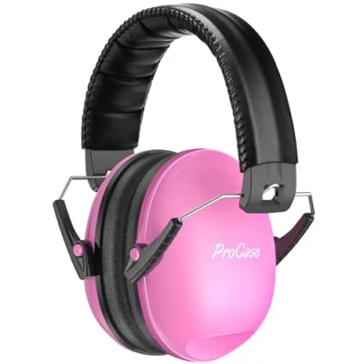 Imagen de Procase Casco Antiruido para Niño, Protección Auditiva SNR 27dB con Diadema Ajustable, Protector Oído Profesional Cancelación de Ruido Insonorizacion Estudiar Bebé Nené Infante Rosa