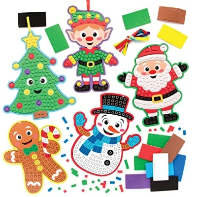 Imagen de Baker Ross FC197 Kits de Imágenes Mosaico Navidad para Niños Paquete 5, Azulejos Invierno, Actividades Creativas