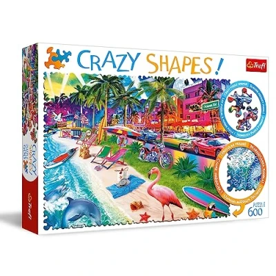 Imagen de Trefl Puzle Crazy Shapes: Playa de Miami 600 Piezas Rompecabezas Formas Locas, Bordes Irregulares, Puzles Inusuales