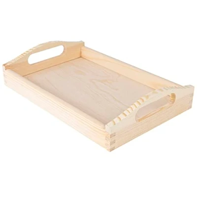 Imagen de Creative DECO Pequeña Bandeja de Madera con Manijas 30 x 20 6,3 cm para Servir Desayuno Comida Cafe y Postres Decoración Cocina, Salón Comedor