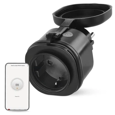 Imagen de EMOS GoSmart ZigBee Enchufe para exteriores (16 A, 2,4 GHz, con temporizador y contador de electricidad, IP44, controlado manualmente o aplicación inteligente, compatible Amazon Alexa,