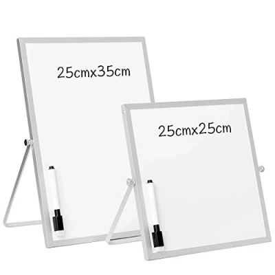 Imagen de DOEWORKS Pizarra Blanca Magnética, Pequeña de Escritorio, Tablero recordatorio caballete borrado en seco portátil doble cara para el hogar la escuela oficina, 25 * cm