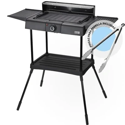 Imagen de LEBENLANG barbacoa eléctrica 2 en 1 de mesa, incluye soporte y pinzas para barbacoa, exterior e interior, balcón, mesa 2000 W, barbacoas eléctricas,
