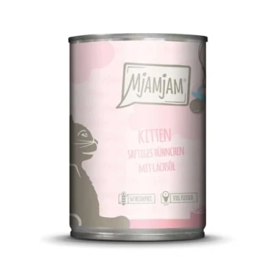 Imagen de MjAMjAM comida húmeda para gatos de primera calidad jugoso pollo gatitos con aceite salmón, paquete 6 (6 x 400 g), sin cereales suplemento cárnico 2,4 kg