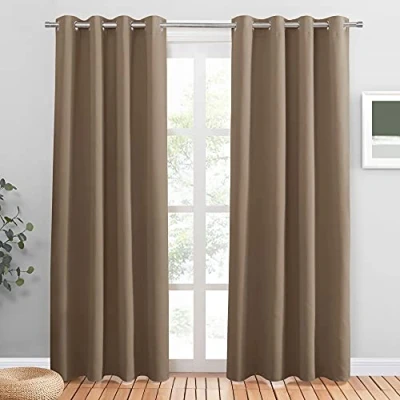 Imagen de PONY DANCE Cortinas Dormitorio 2 Piezas Opacas Termicas Cortina Habitacion para Ventanas Salon/Comedor, 132X210 CM, Moca