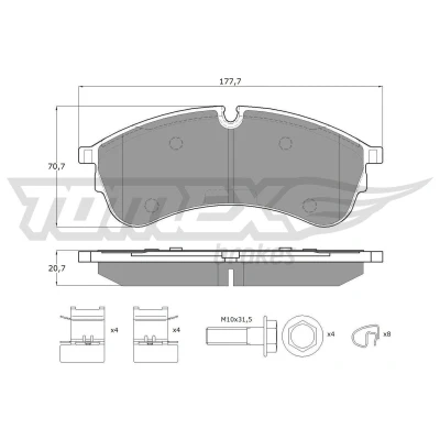 Imagen de TOMEX brakes TX 18 59 Juego de pastillas freno Eje delantero preparado para indicador desgaste con tornillos pinza accesorios