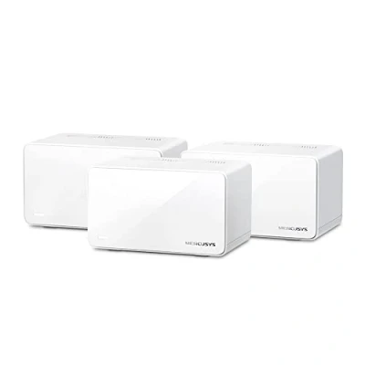 Imagen de Mercusys Halo H90X(3 Pack) Router Sistema WiFi 6 Mesh, AX6000, Doble Banda, Cobertura hasta 800 m², 1x 2.5 Gpbs and 2x Gigabit Puerto por Unidad, Administración de la Red,