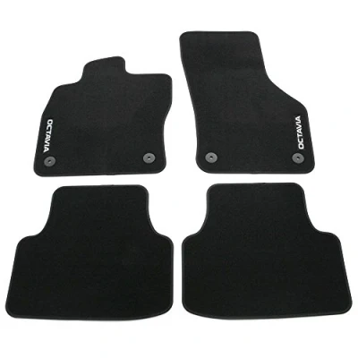 Imagen de Skoda 5e1061404 C estándar Textil felpudos Juego de 4 x Alfombrillas plástico Negro con inscripción Octavia