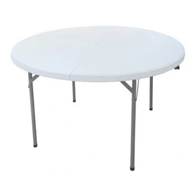 Imagen de HERSIG Mesa Plegable Auxiliar Redonda de Color Blanco Ideal para Catering, Jardin, terraza o Camping d120cm