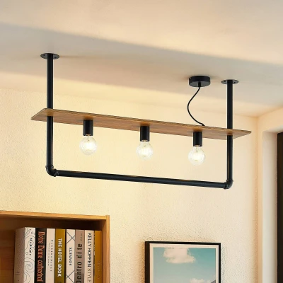 Imagen de lámpara de techo &#039;Kirista&#039; (Vintage) en Negro hecho Metal e.o. para Salón &amp; Comedor (3 llamas, E27) Lindby techo,