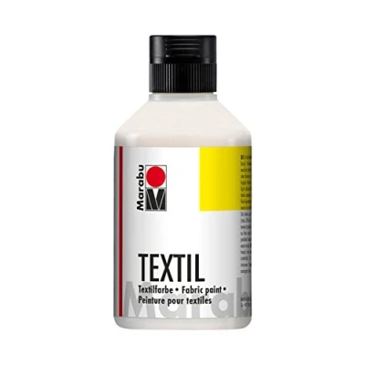 Imagen de Marabu 17160013070 pintura textil blanca 250 ml, a base de agua, para tejidos ligeros, lavable hasta 60C, tacto suave, fácil fijar con la plancha o el horno