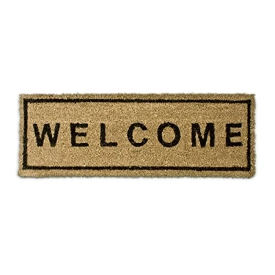 Imagen de Relaxdays Coir Doormat Felpudo “Welcome, Alfombrilla Entrada de Coco y PVC, Alfombra 75 x 25 cm Antideslizante, Color Natural, (Rectangular)