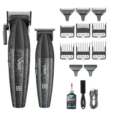 Imagen de VGR Juego de cortadora pelo inalámbrica profesional para hombre, recortadora barba peluquero, 9000 rpm, batería recargable eléctrica a través USB C, máquina corte hombre