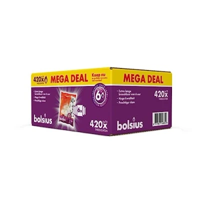 Imagen de Bolsius Paquete grande de Velas té 420 unidades Blanco 6 horas Combustión Duración Con cera vegana natural limpia