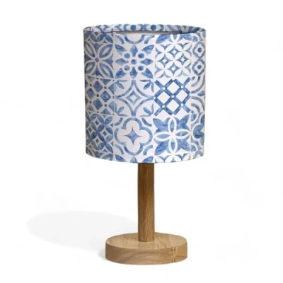 Imagen de Bellaluma Lampara Mesita Noche Decoracion Hogar Regalos Originales Lamparas De Habitacion Mesitas Dormitorio Pantalla Tela Mesa (Blue Tile)