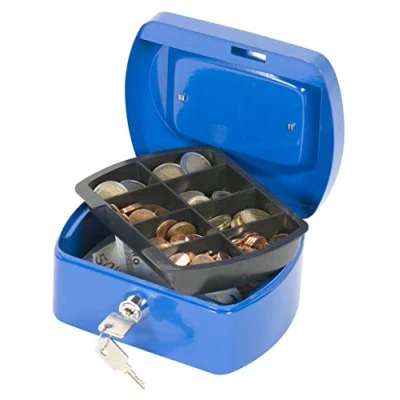 Imagen de Q Connect Caja Caudales 6&quot; 152x115x80 Mm Azul Con Portamonedas, KF02608