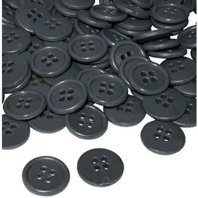 Imagen de AERZETIX C56512 Juego de 100 Botones coser redondos Ø15x3mm 24L L24 con 4 agujeros color gris antracita en plástico apertura 2mm mercería costura ropa moda tejeras decoración
