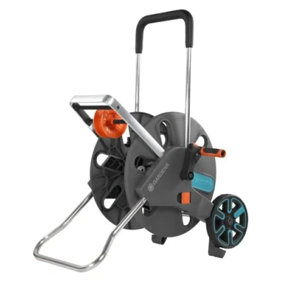 Imagen de Gardena CleverRoll L Easy: carro para mangueras con una capacidad de hasta 100 m, enrutamiento conveniente en un marco metal robusto, instalación sin herramientas (18520 20)