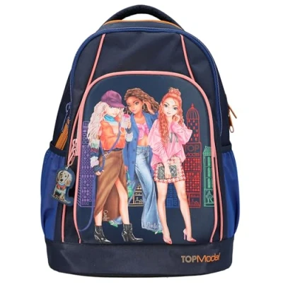Imagen de Depesche 12565 TOPModel City Girls Azul Oscuro con Motivo Modelo, Mochila Escolar Correas Ajustables y Colgante, Multicolor