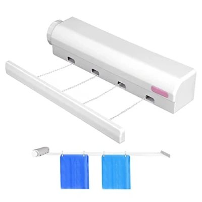 Imagen de Tendedero pared Exterior, Retráctil, Tendederos Plegables de Telescópico Interior Exterior Montado En La Secador Ropa Línea Secado Colgador Cuerda Expandir a 3.2M